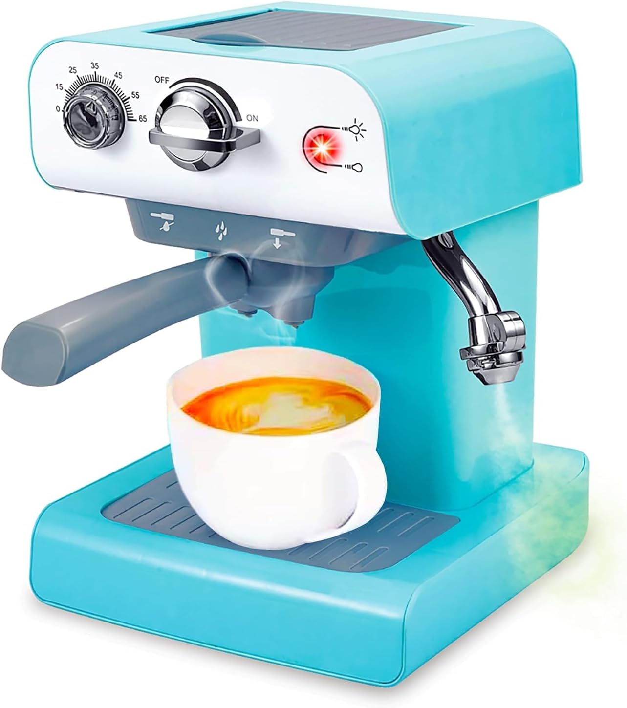 Coffee Machine Toy for Kids with Sounds, Light & Steam Effect - The Interactive Pretend Play Coffee Maker Set - Perfect Kitchen Toy with Water Dispensing Feature