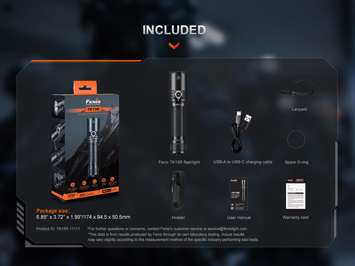 Fenix TK15R LED Taktische Taschenlampe Extrem Hell 3200 Lumen, 490M