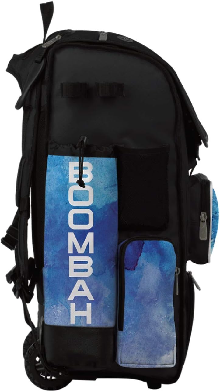 Boombah Superpack Hybrid Rolling Bat Bag - Solace Bat Pack White/Black/Cyan - Wheeled & Backpack Version