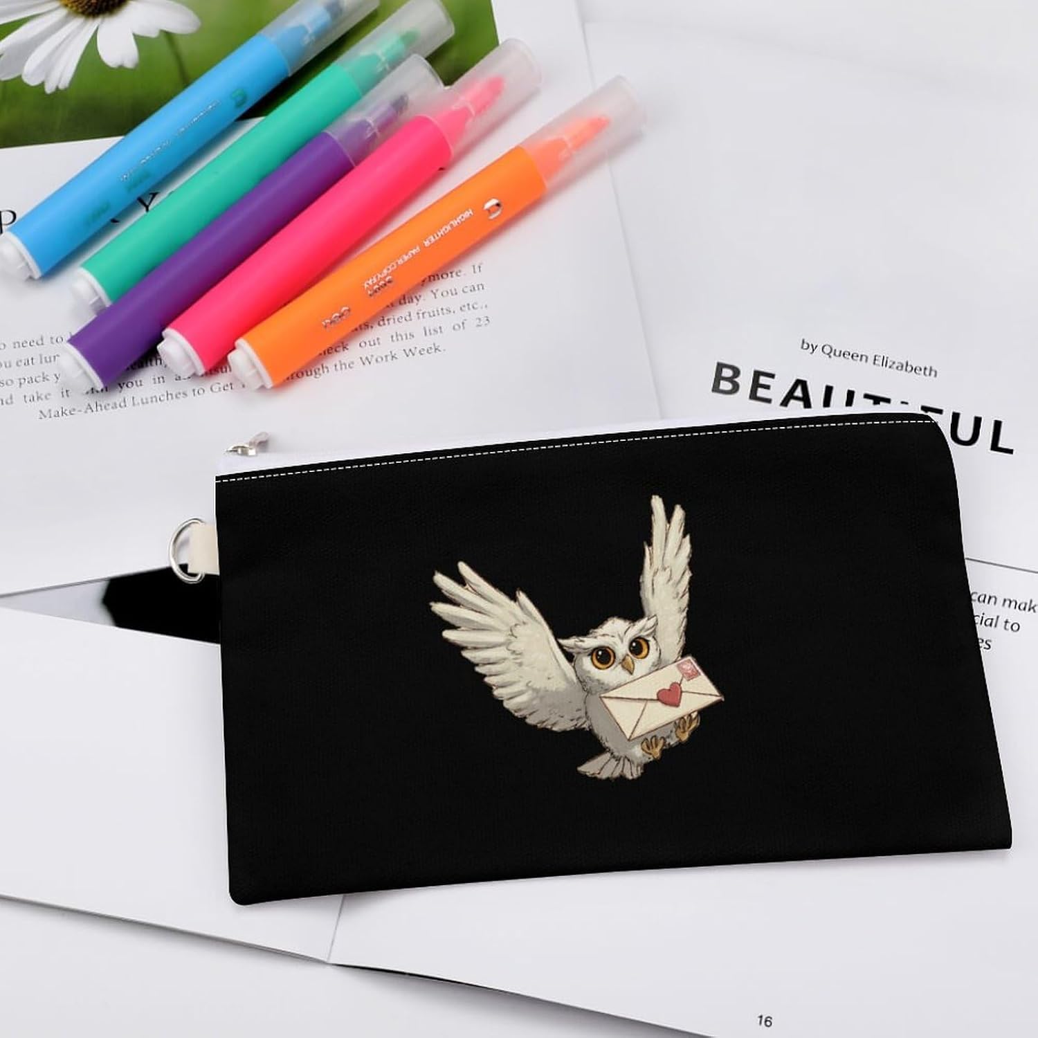 Cute Owl Coin Purse Pouch Change Holder With Zip Canvas Clutch Card Wallet for Women Men