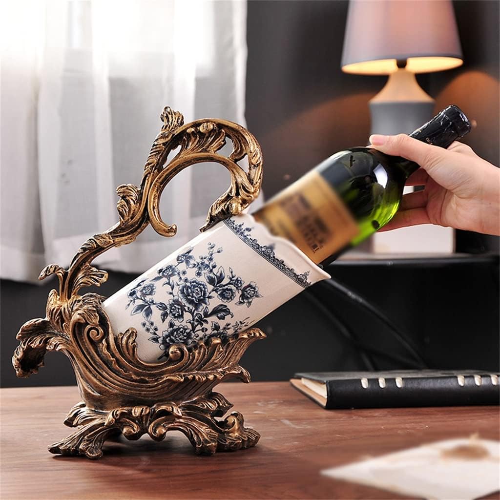 Home European Vintage Ceramic Wine Rack Ornaments Living Room Cabinet Bottle Holder