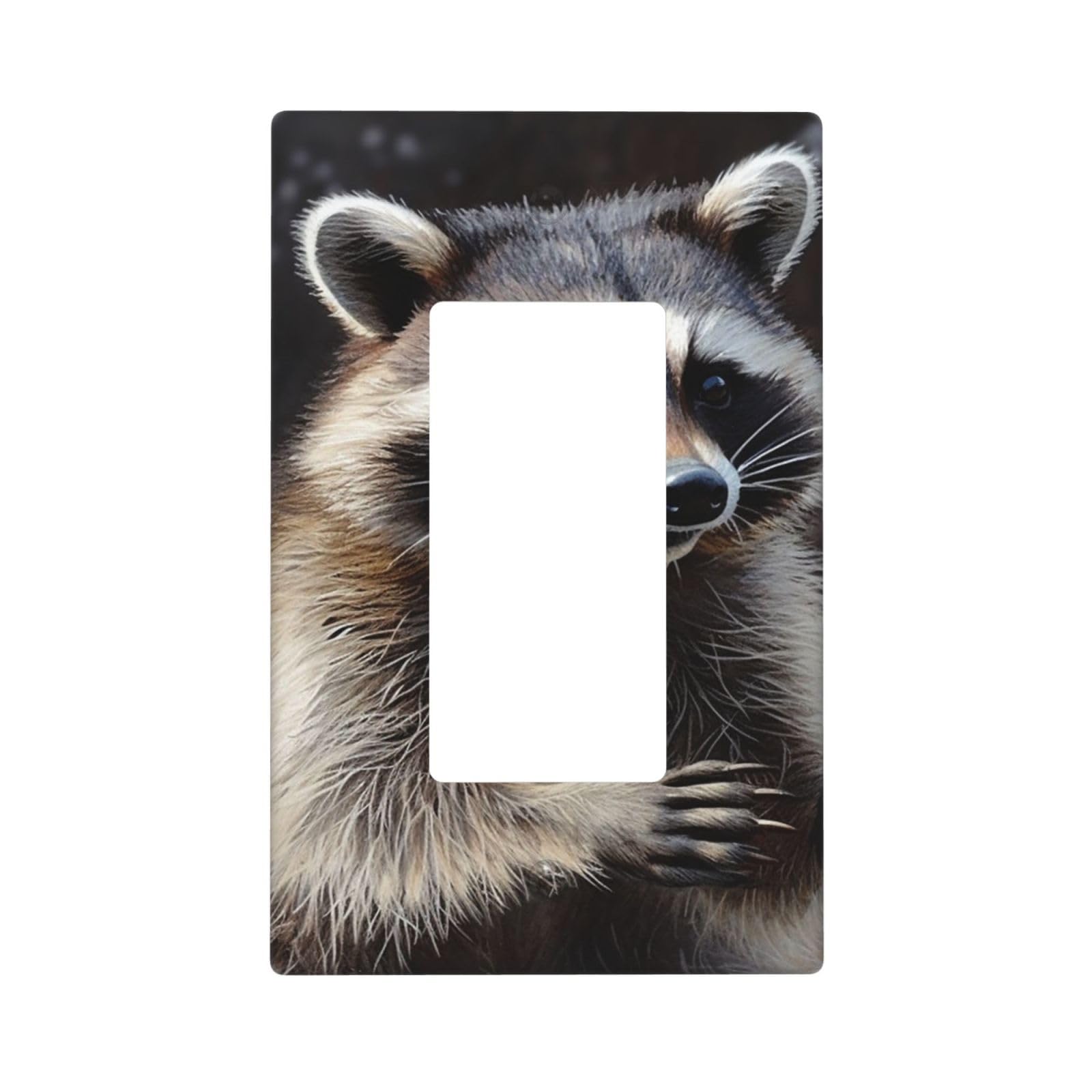 Decorator Wall Plate 1 Gang Light Switch Covers Decorator Receptacle Outlet Covers Raccoon Wall Plates for Electrical Outlets Plug Cover Single Rocker Switch Plates