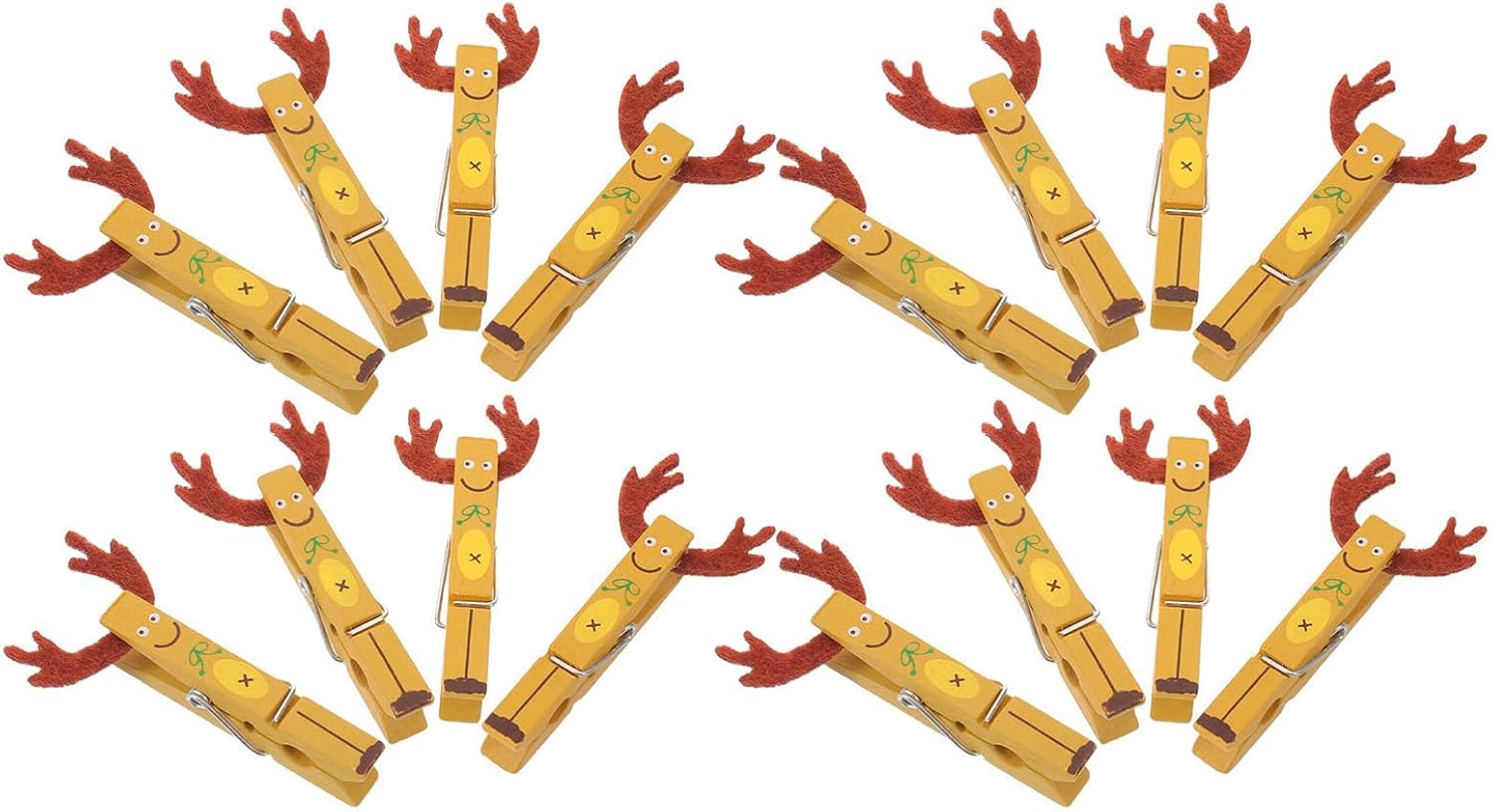Toyvian 16pcs Wooden Reindeer Clips Christmas Photo Holders