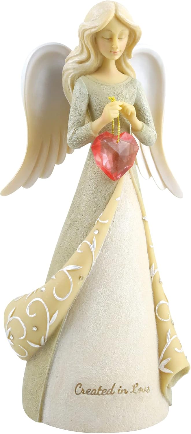 Enesco Foundations Expressions Created in Love Heart Angel Figurine, 7.5 Inch, Multicolor