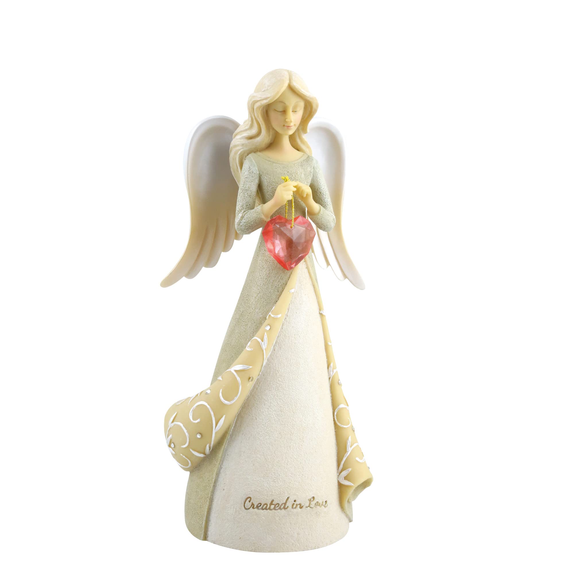 EnescoFoundations Expressions Created in Love Heart Angel Figurine, 7.5 Inch, Multicolor