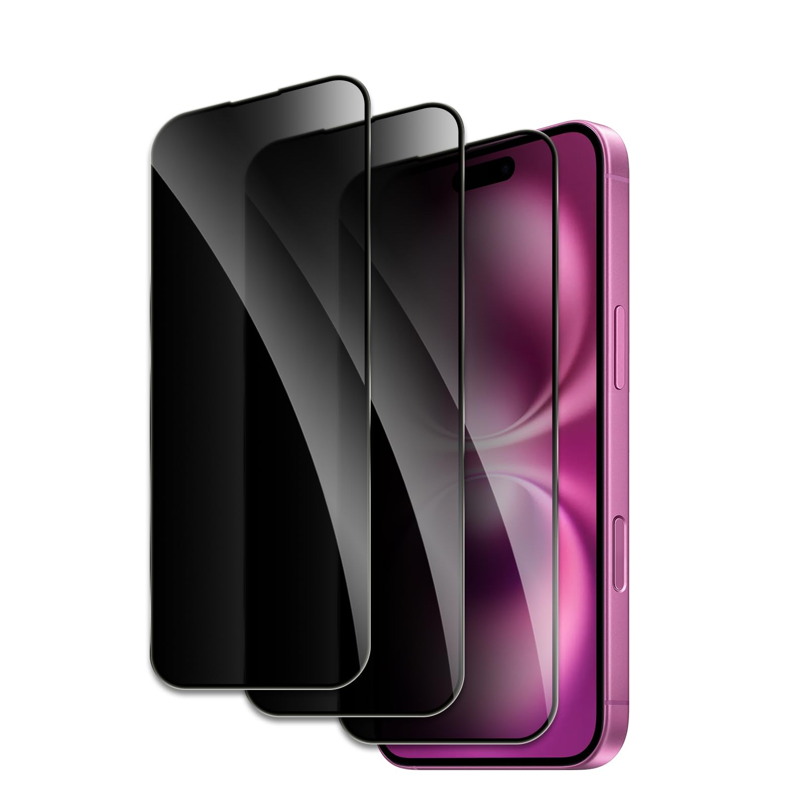 Pellicola protettiva per la privacy per iPhone 16 Plus, accessori in vetro temperato infrangibile, pellicola in vetro temperato anti spia, compatibile con custodie, ultra resistente, durezza 9H