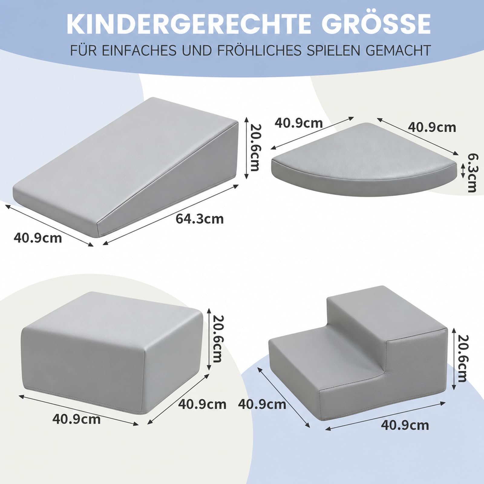 Schaumstoff Bausteine Kinder Klettern Indoor: 4 Softbausteine Riesenbausteine Spielbausteine - Weiche Bausteine Baby Montessori Großbausteine Kletterspielzeug Outdoor Verlängerte Rampe-Set