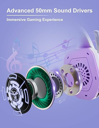 Miniatura 2 de ZIUMIER Z30 - Auriculares para juegos morados para PS4, PS5, Xbox One, PC, auriculares con cable con micrófono de cancelación de ruido, luz LED RGB,