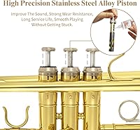 Vista 3 de Instrumento de trompeta, banda y orquesta Instrumentos musicales para principiantes o estudiantes avanzados, con estuche de trompetas, boquilla