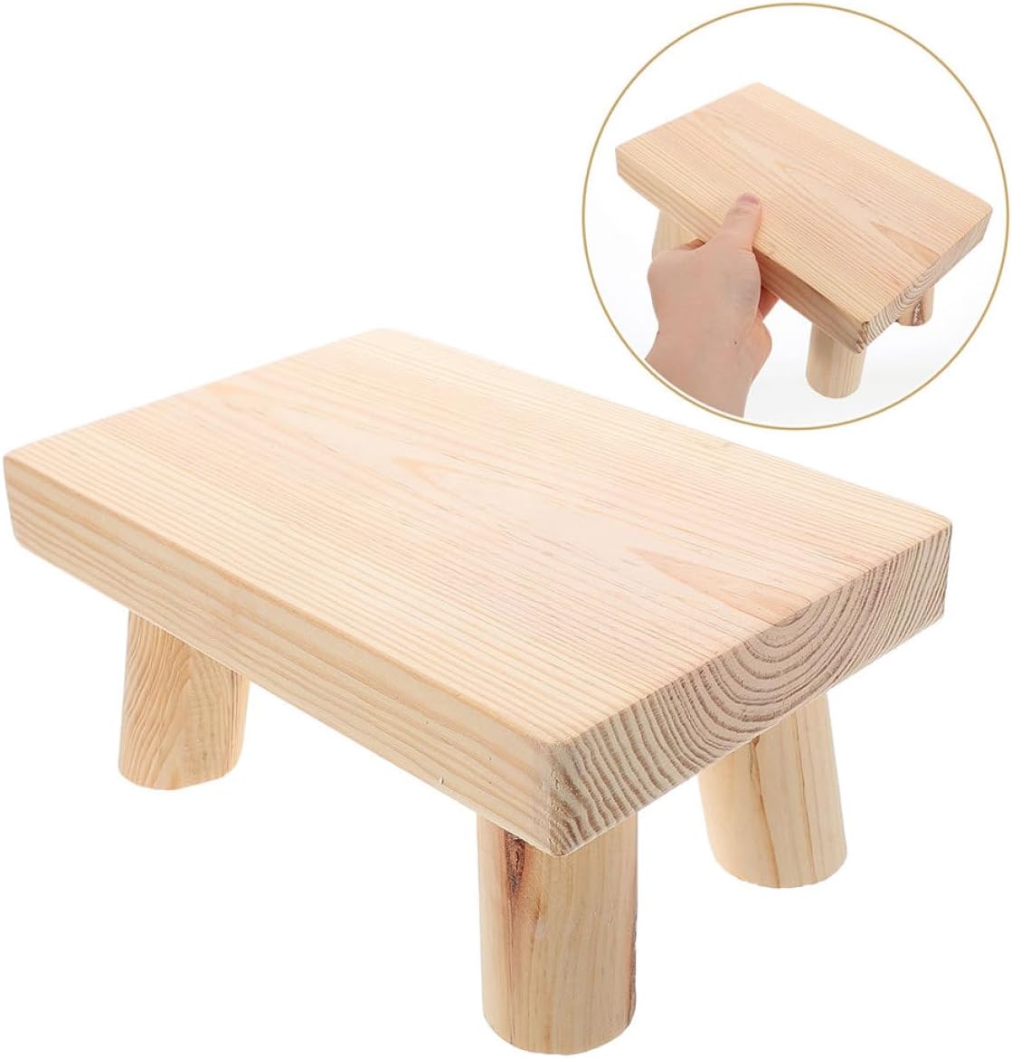 Generic 2pcs Wooden Step Stool Short Stool for Kitchen and Bathroom Childsafe Design with Smooth Edges Easy Mobility for Shoe Changing Bedside Use