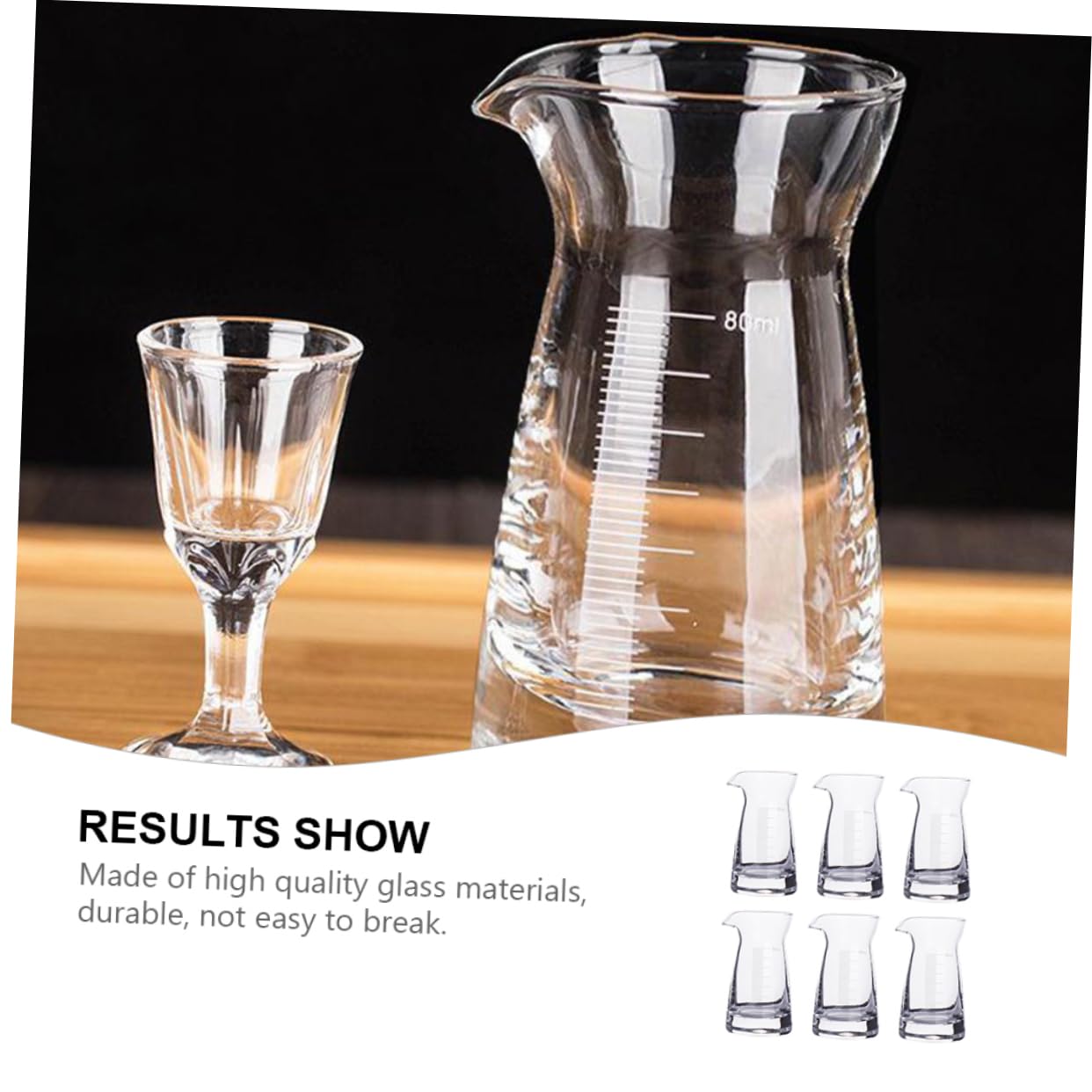 Cabilock 6 Pezzi Bicchieri Misuratori Vetro Trasparente con Graduazione Beccuccio per Versare Rapido Bar per Misurare Liquidi Come Whisky Vodka e Birra