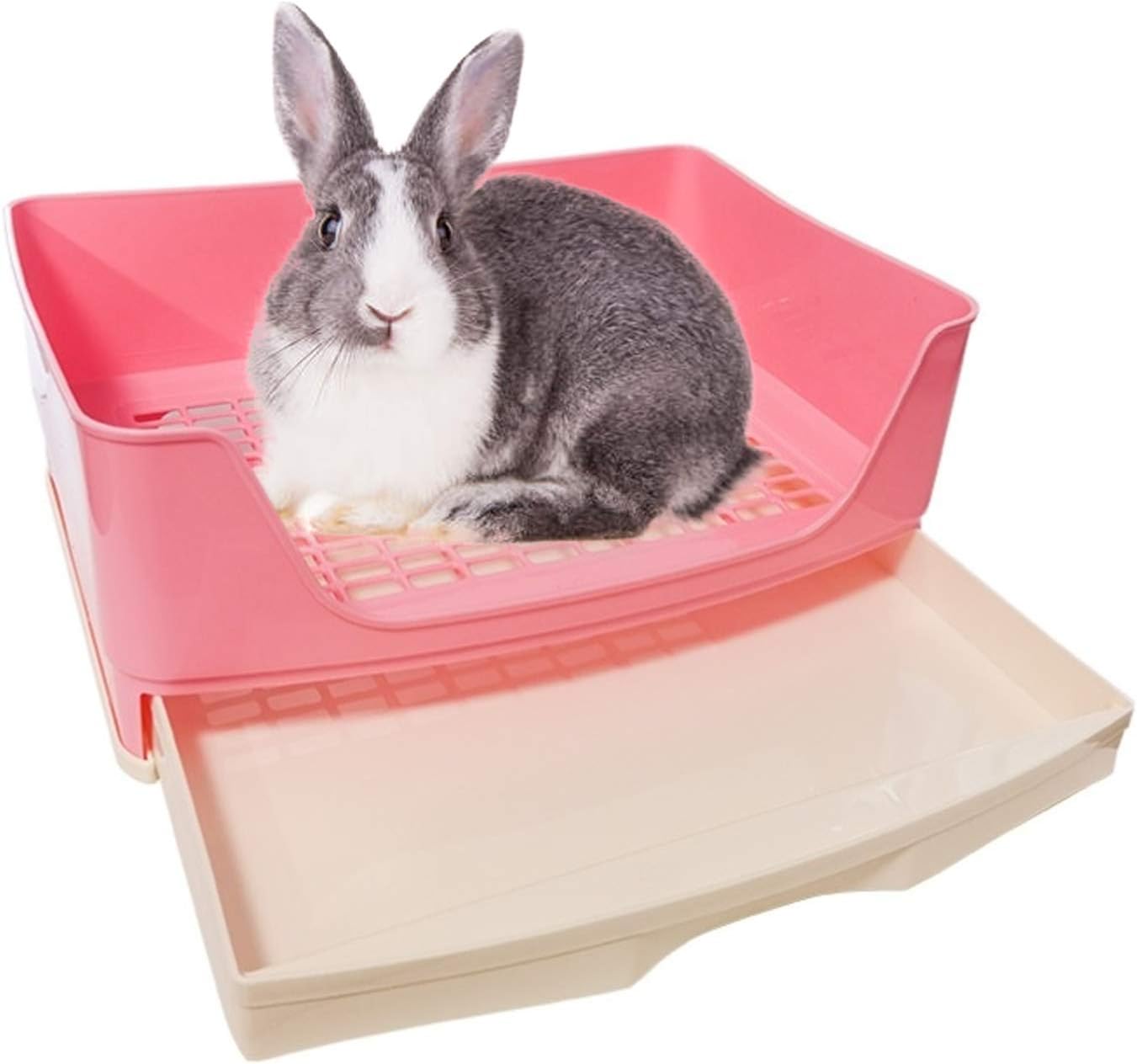 Benting Large Rabbit Potty Trainer with Removable Drawer Large Pet Litter Box for Adult Hamsters, Guinea Pigs, Ferrets, Guinea Pigs, Rabbits and Other Animals (Pink)