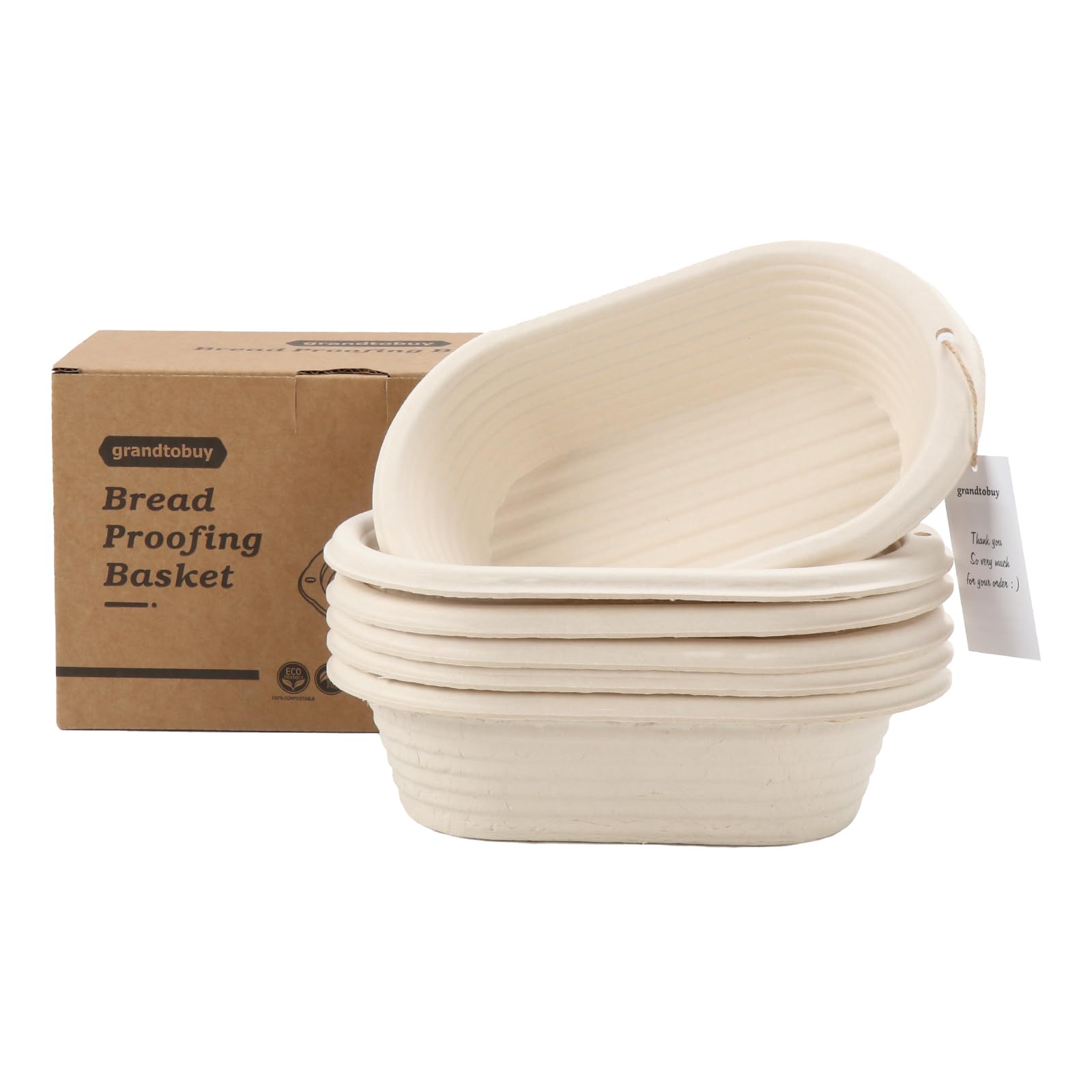 10" Oval Pulp Proving Basket Banneton 6-Pack with 30 Liners