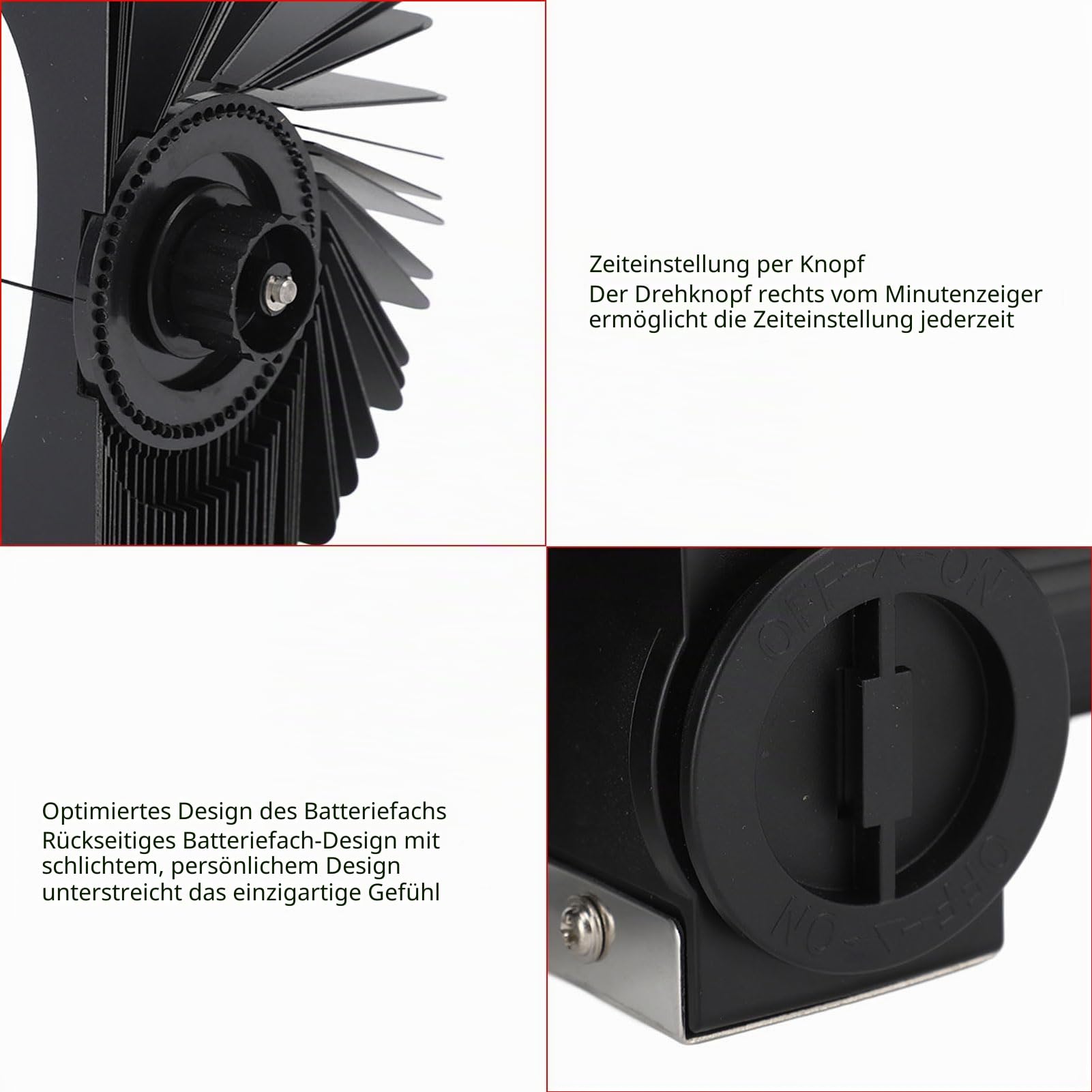 Flip Uhr Retro Minimalistisches Tischuhr Batteriebetrieben Klappuhr große Zahlen Kreative Flip Clock 12 H Kleine Schreibtischuhr für Zuhause Büro Dekoration (Black)
