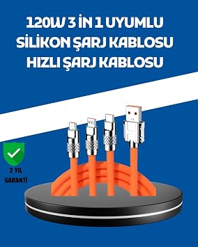 YamanHobi 120W  arj Destekli 3  1 Arada  oklu  arj Kablosu   1.2 Metre -