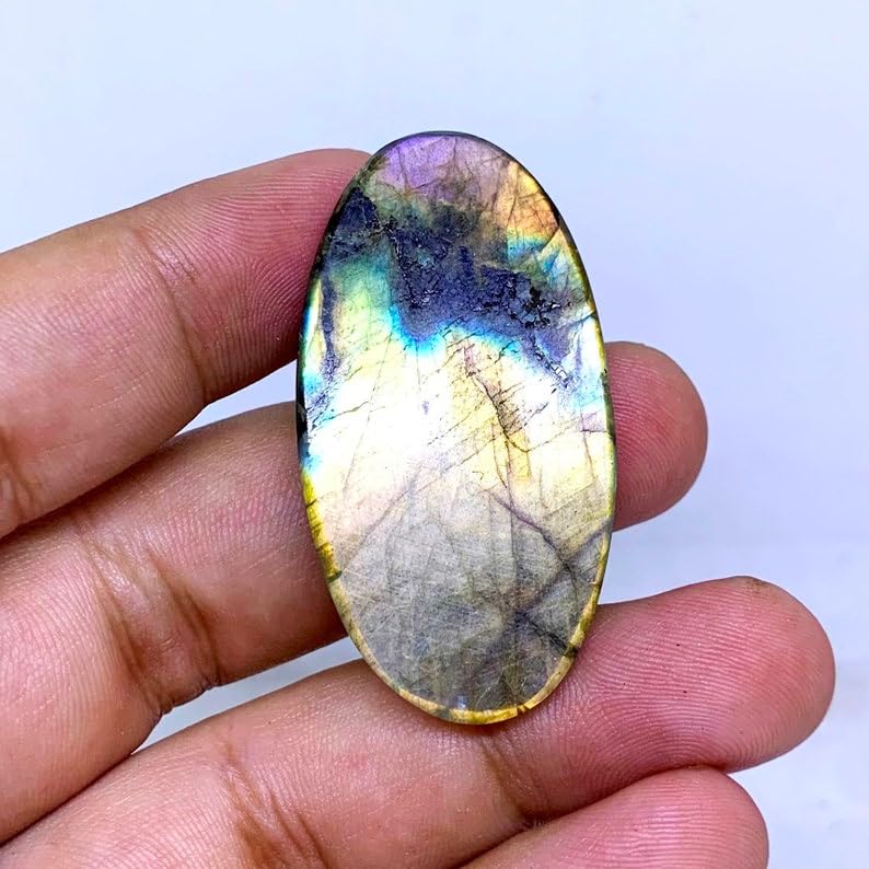 Gemme labradorite naturelle 45x24x7mm pour bricolage pendentif collier DIY - 5