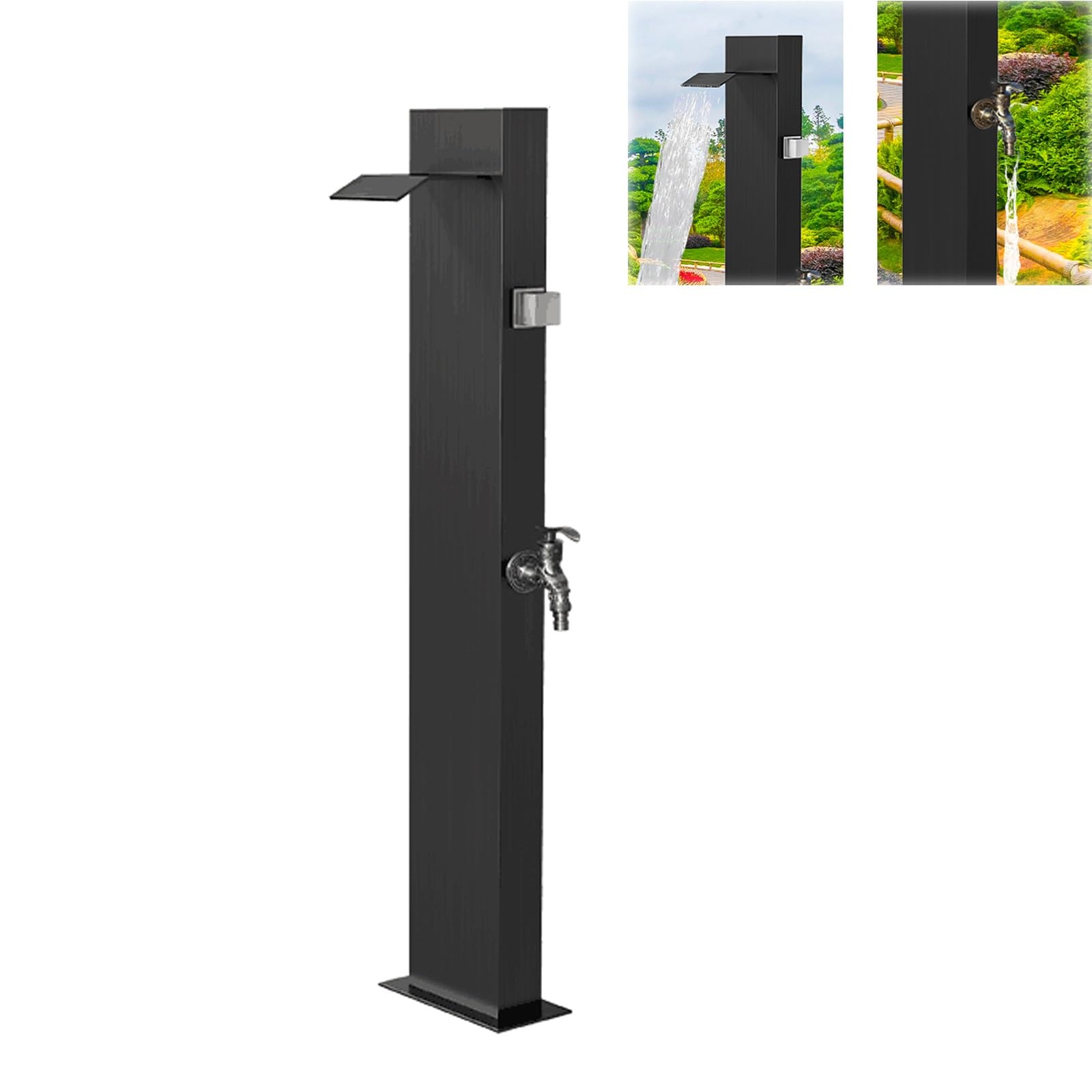 ZYCHSJXA Freestanding Stainless Steel Outdoor Water Spigot - Frost Free Faucet, Hose Stand Hydrant for Garden & Yard (Svart) Heavy Duty Column