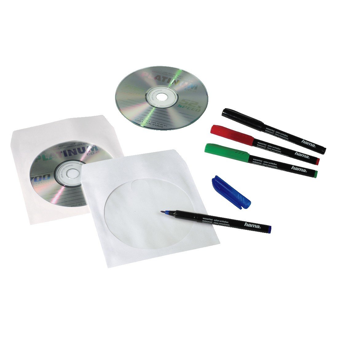 Hama Pochettes de Protection Papier pour CD DVD Blu-Ray Lot de 50 Blanc Transparent