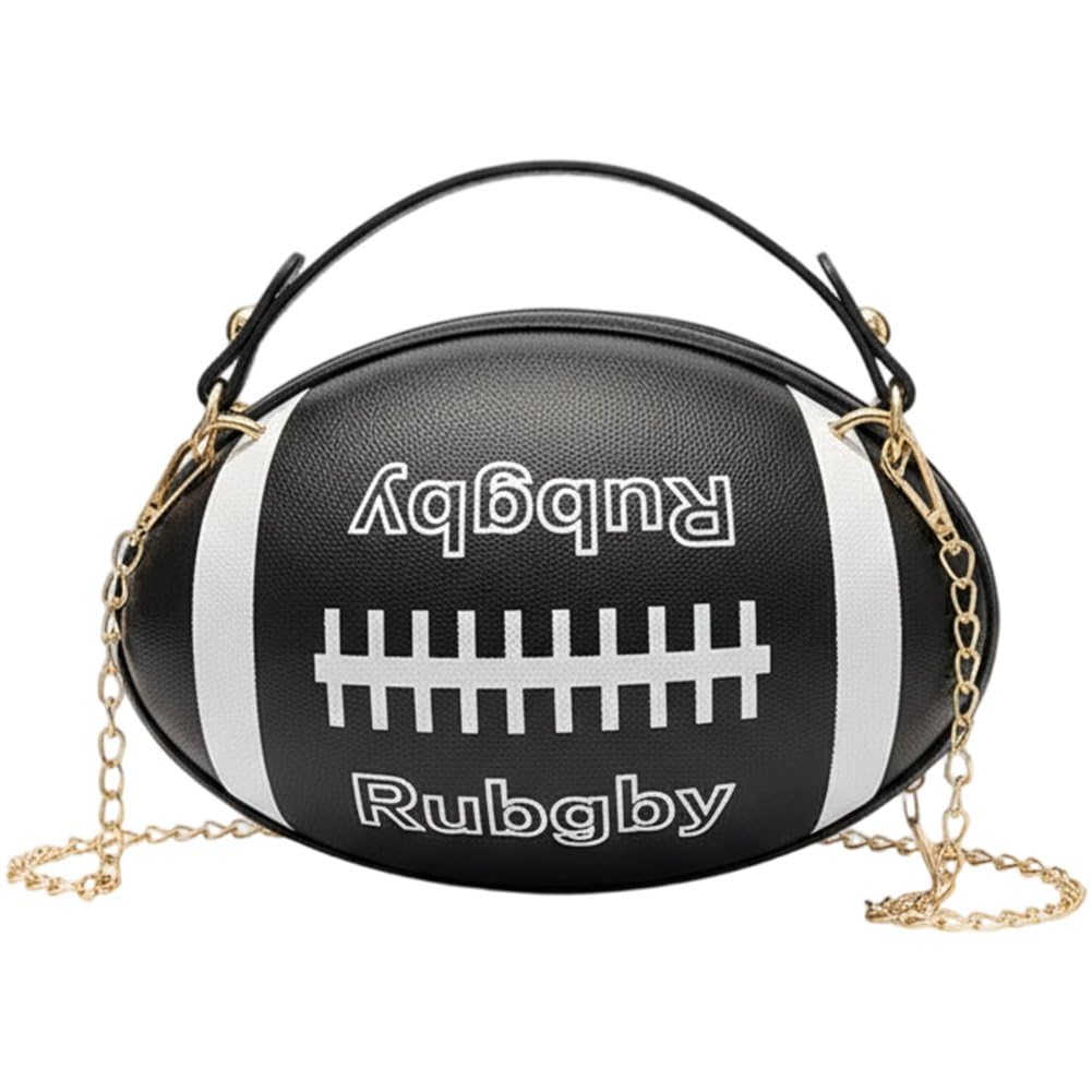 Sac à main en forme de ballon de football avec bandoulière à chaîne aux finitions soignées