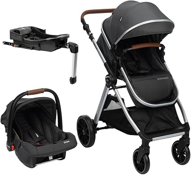 Travel System Infanti Romanzo Trio com Isofix Preto Granizo