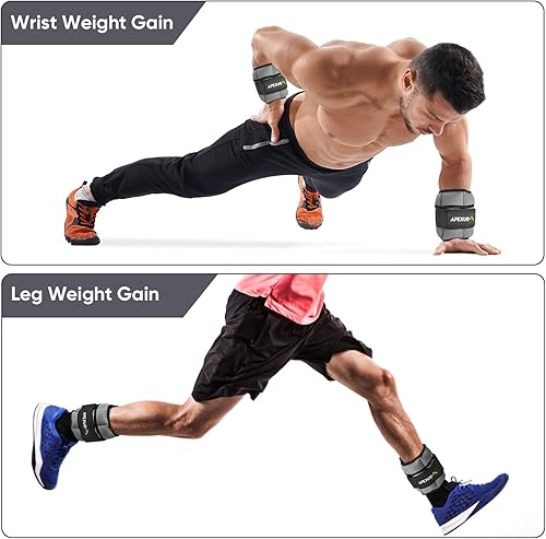 Vista 36 de APEXUP 10 libras/par de pesas de tobillo ajustables para mujeres y hombres, correas de peso modularizadas para piernas para yoga, caminar, correr