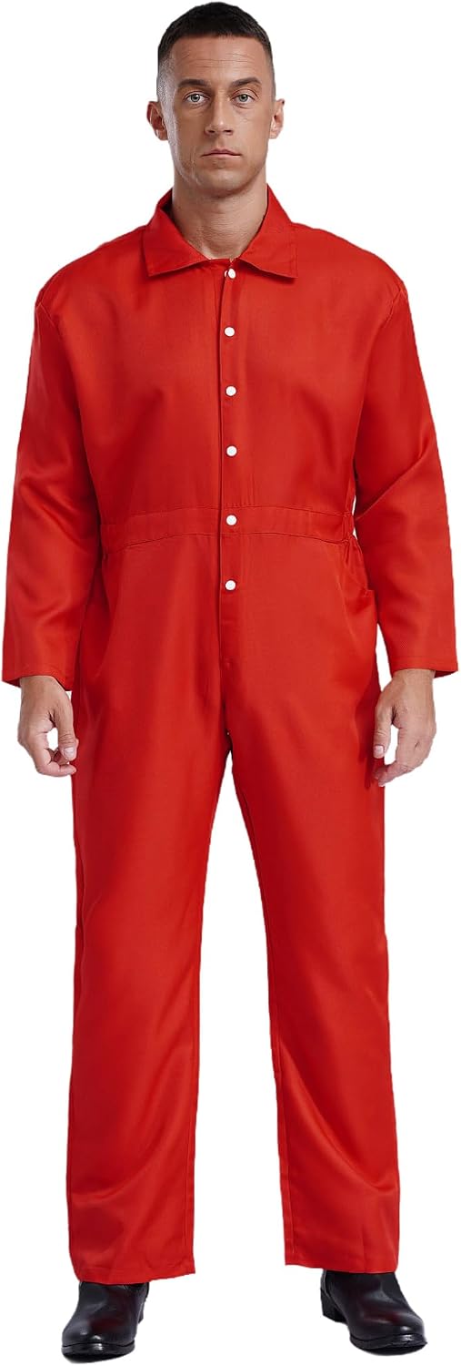 Work Overalls for Mens Lightweight Coveralls Jumpsuits with Pockets Button-up Workwear