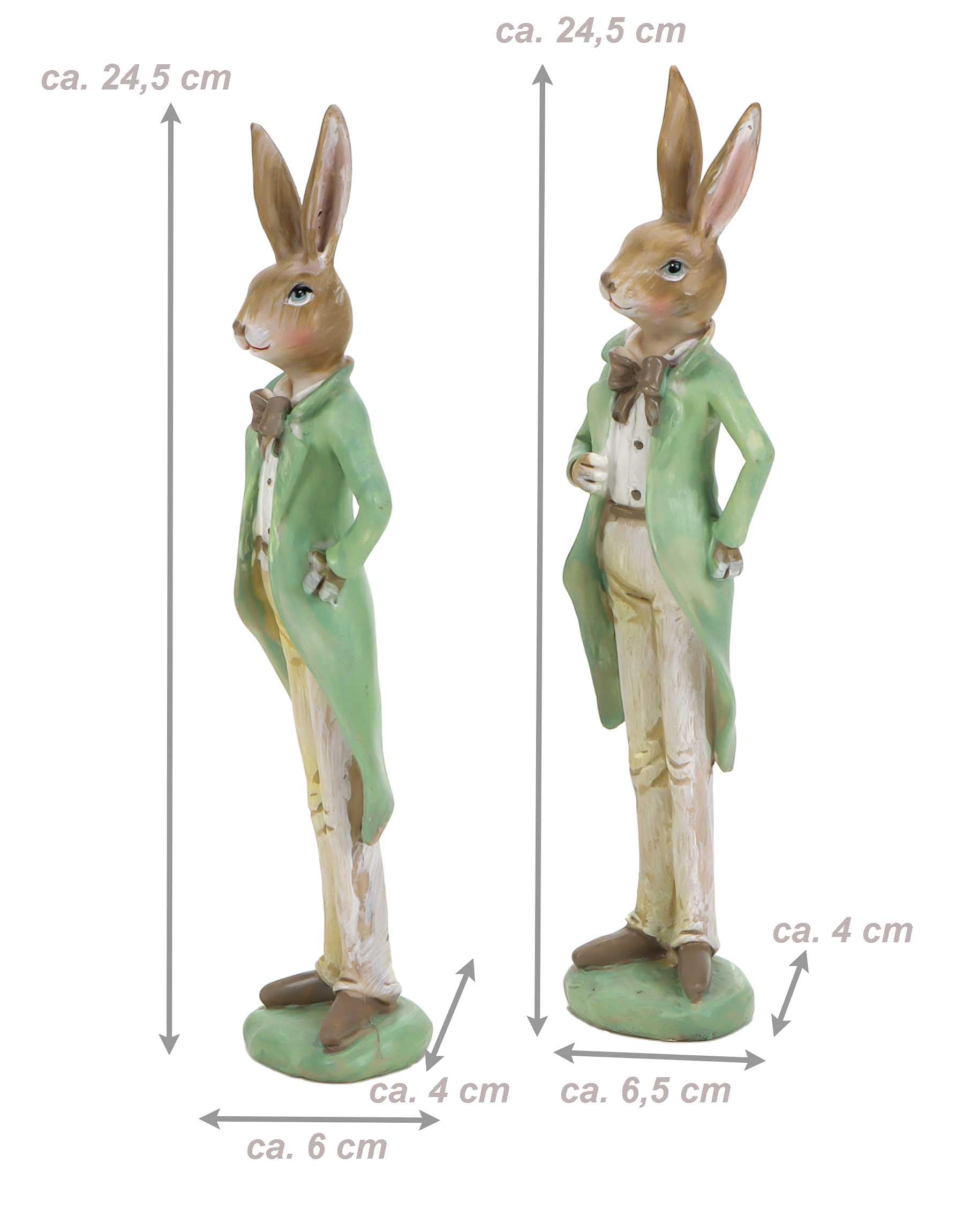 Bubble Store Hasen-Duo - 2er Set Hasen-Männer im Anzug - Osterfiguren aus Polyresin - Osterhasen Dekofigur