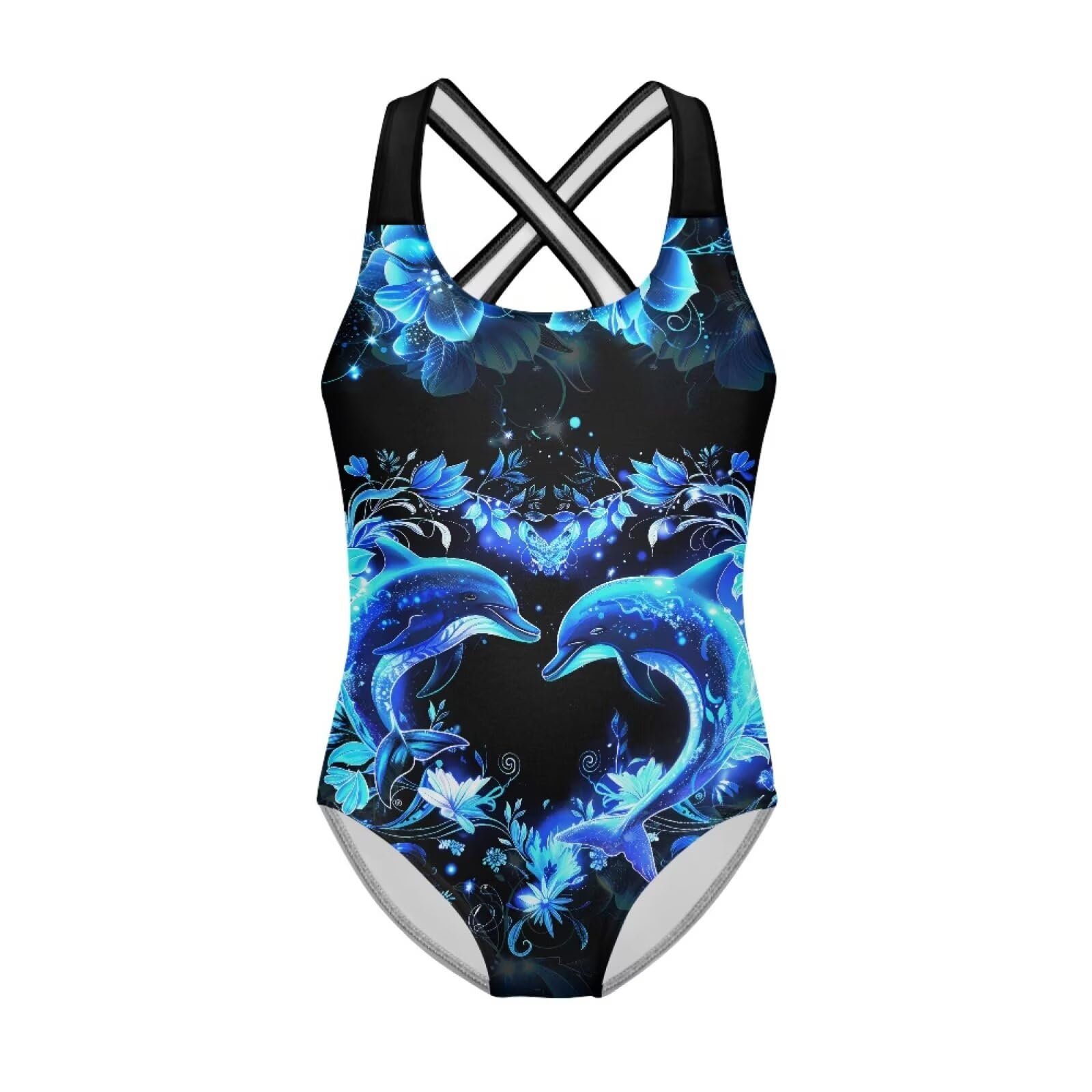 Costume da bagno intero per ragazze, costume da bagno sportivo con scollo all'americana, taglia 5-14 anni