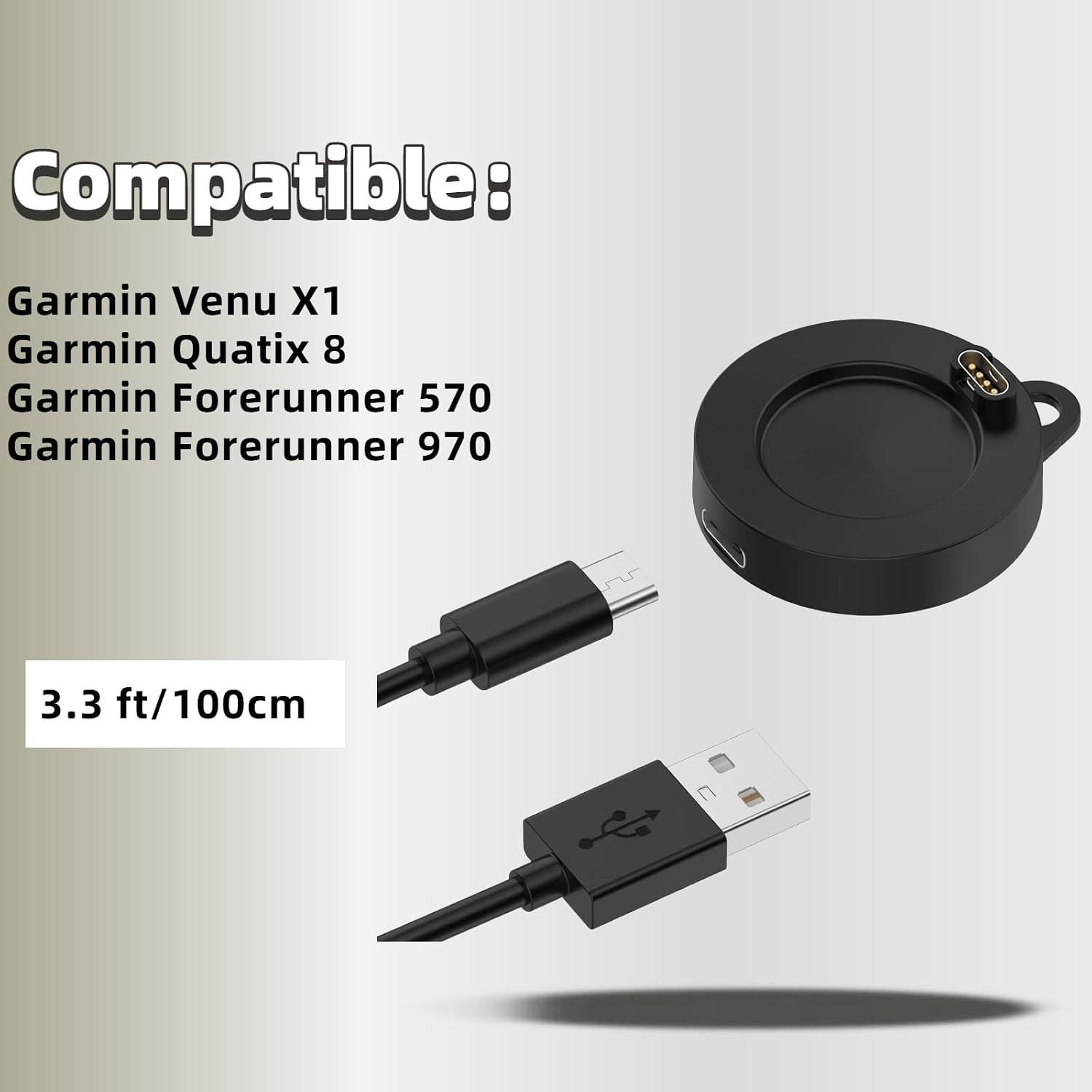 Universal Type C Charger for Garmin Approach S10 S12 S40 S42 S44 S50 S60 S62 S70, Instinct 3 2, Venu X1 3 3s 2 2s Sq, with Dock
