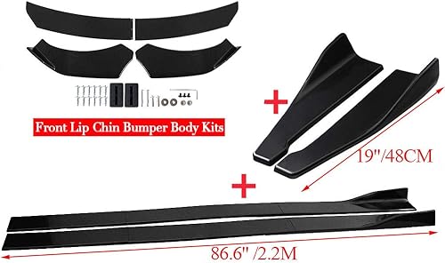 Miniatura 2 de Juego universal de kit de carrocería para alerón y difusor de parachoques delantero de automóvil + kit de carrocería para extensión lateral de