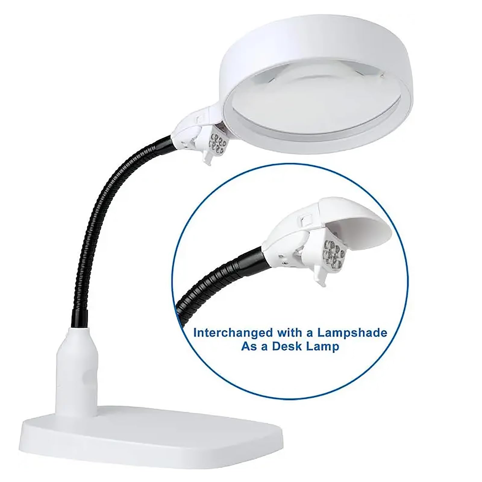 Lupa Z Podświetleniem 8X, Podświetlana Lupa Z 6 Diodami LED, Elastyczna Regulacja 360°, Akrylowe Soczewki Optyczne I Krystalicznie Czysty Obraz, Do Pracy Z Bliska, Rękodzieła I Czytania
