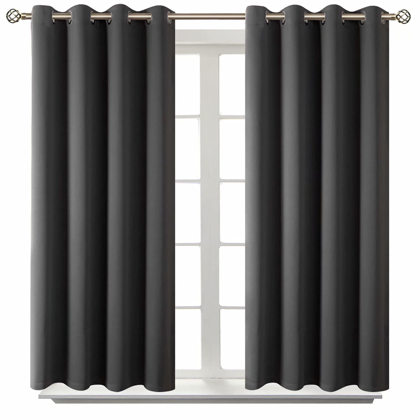 BGment Blackout Curtains - Grommet Thermal Insulated Room Darkening Bedroom and Living Room Curtain, Set of 2 Panels (52 x 45 Inch, Dark Grey)