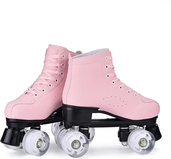 4 Wheel Roller Skates, Parallel Inline Skates with Luminous Wheels, Top Classic Skates, Wheels for Adults, Kids, Beginners (Size 4-9) - 4
