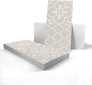 Vinyl-Boden-Wandfliesen, Boden-Aufkleber, rutschfeste Bodenfliesen, Aufkleber für Küche, Badezimmer, selbstklebend, abziehen und aufkleben, PVC-Bodenaufkleber, DIY, Retrograu, 30 x 15 cm, 4 Stück