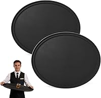 Vista 7 de CURTA Paquete de 2 bandejas antideslizantes de grado restaurante, NSF, ovalada de 19 x 23 pulgadas, bandeja de servir de plástico con forro de goma