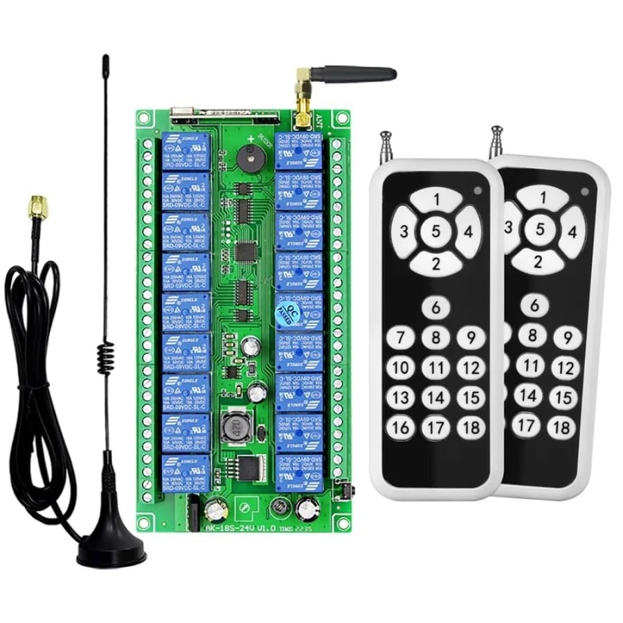 Relais Télécommande 433MHz 18CH DC 12V 24V pour commande moteur et éclairage LED