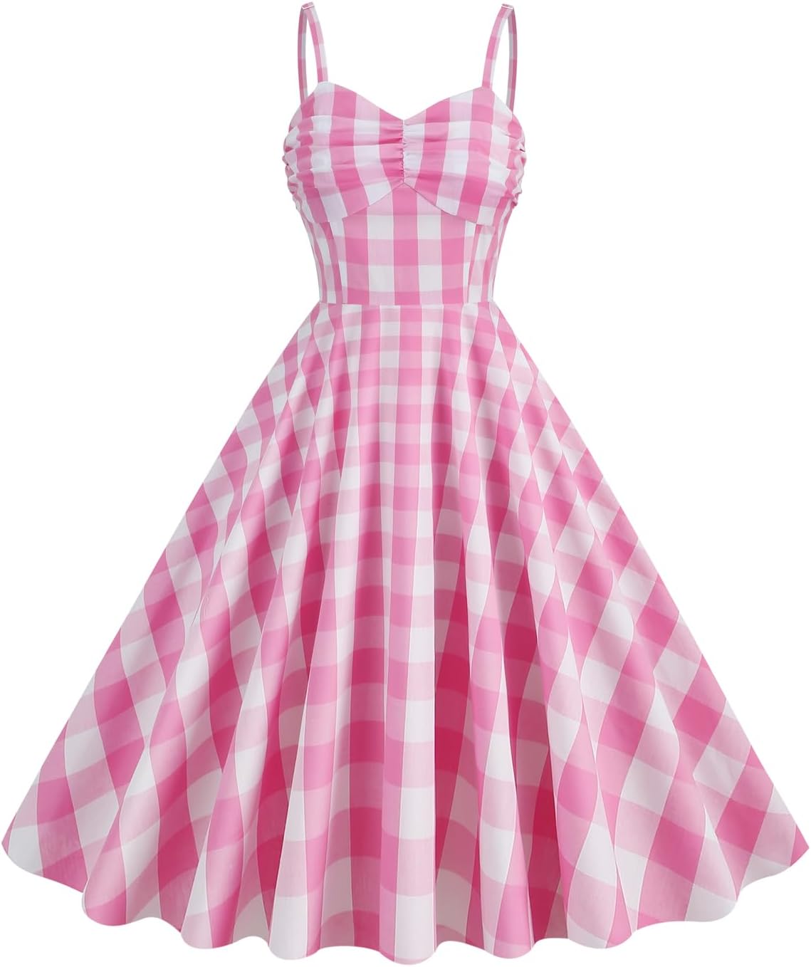 OBEEIIWomen's Cami Strap 1950s Vintage A Line Rockabilly Dress Polka Dots Floral Print Swing Evening Party Cocktail Dress S-4XL