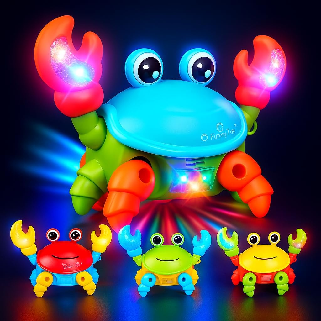 Brinquedo Caranguejo Dançante Siri Fujão com Luz LED e Música Pega caranguejo Premium - Brinquedo Interativo Infantil