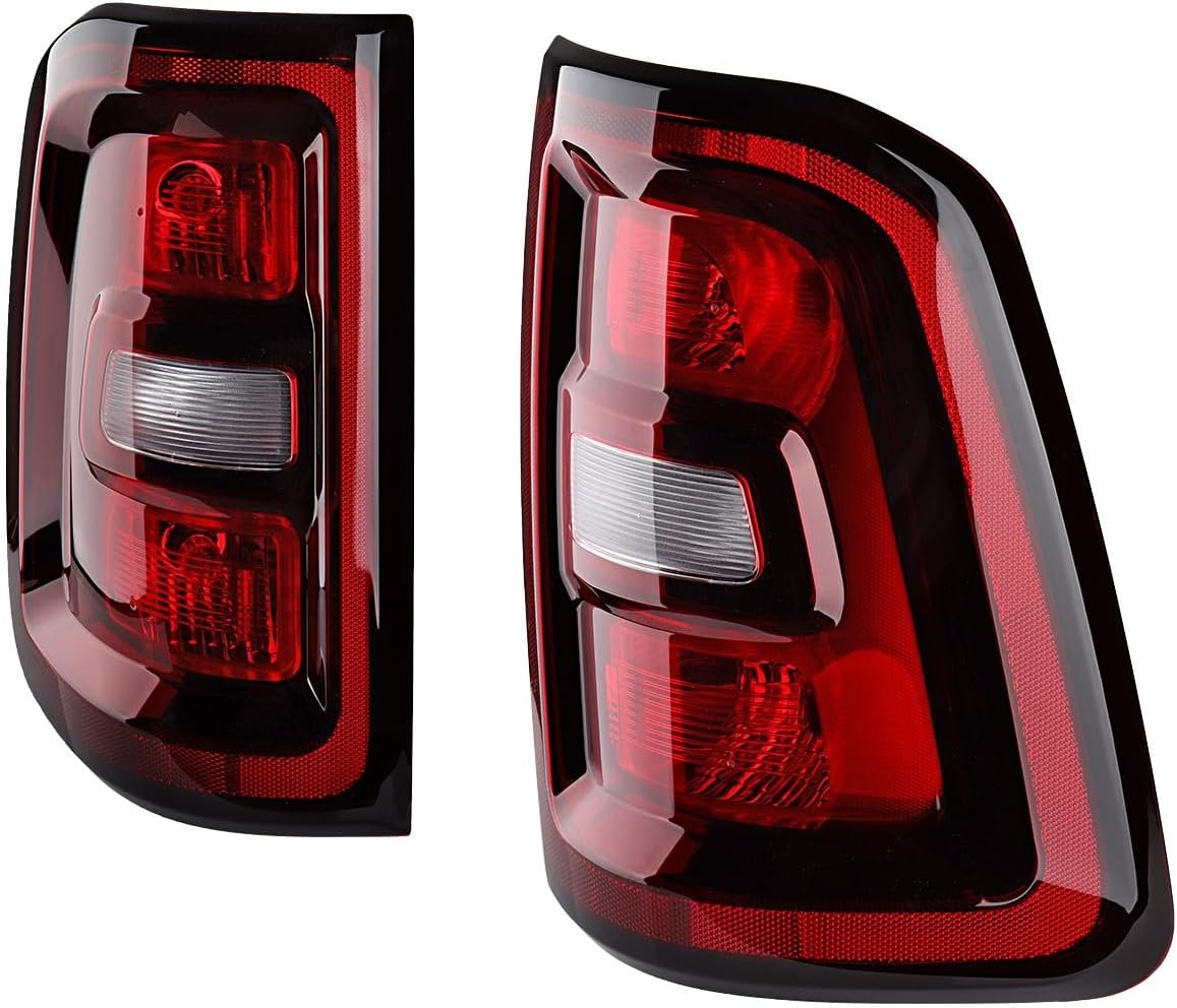 Astra Depot Halogen Smoked Red Bezel Tail Light Assembly Compatible With 2025 2026 Dodge Ram 1500 Rear Lamp Incandescent Rear Light Left Driver & Right Passenger Side 68531047AA, 68531046AA