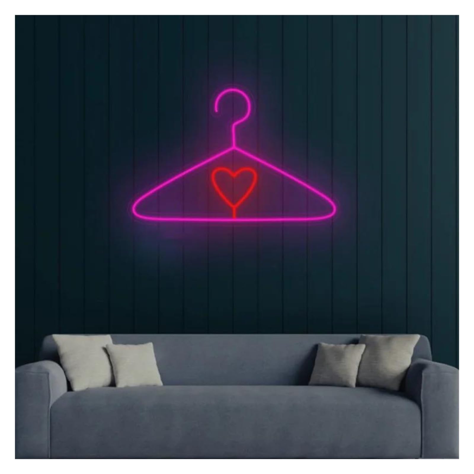 LEMST Signs Lamp Hanger Neon Sign USB Powered Adjustable Brightness Heart Neon Lights, for Store Wall Decoration 25cmx30cm(E)