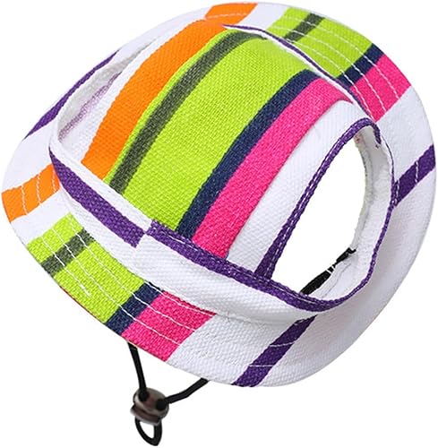 Miniatura 18 de Sombrero de princesa de ala redonda, visera para mascotas, sombrero poroso de malla para perro con agujeros para las orejas para perros pequeños