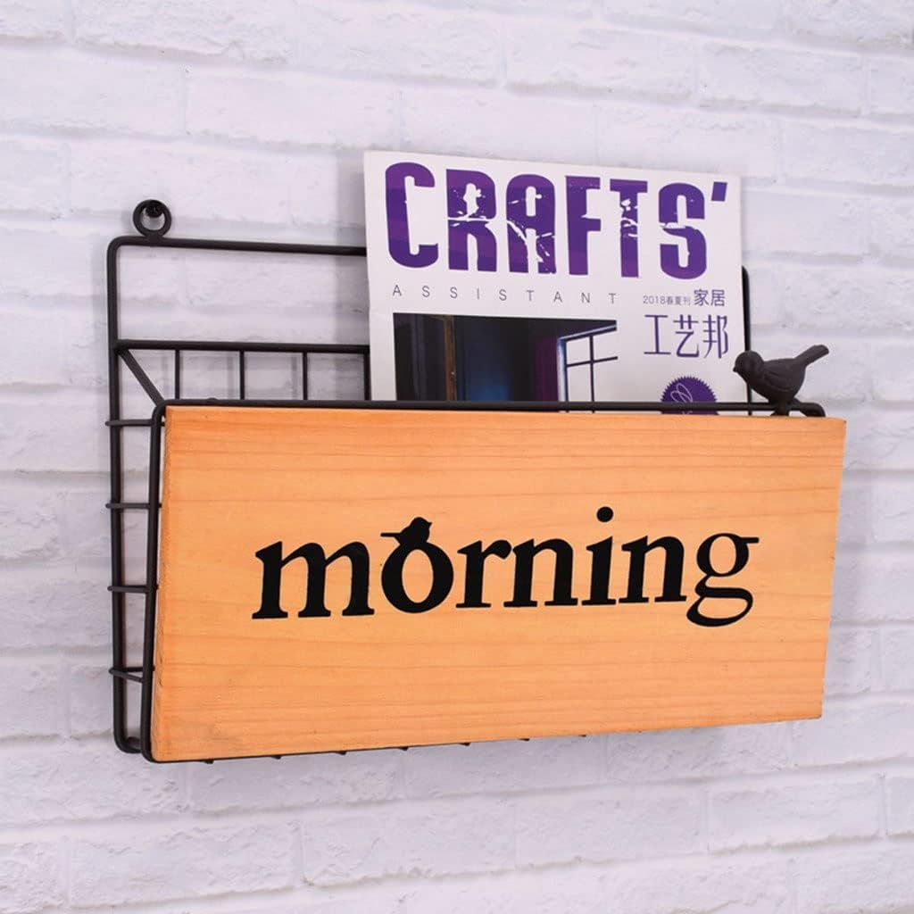 Wrought Iron Door Magazine Rack Behind The Door Garden Decoration Storage Basket Creative Storage Basket (Color : Black, Size : 21 * 4.5 * 31cm) (Black 21 * 4.5 * 31cm)