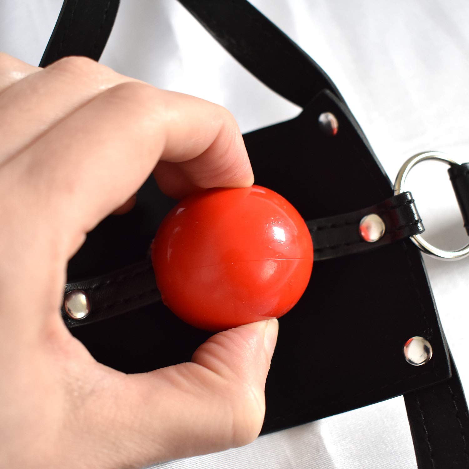 Fétiche Bâillon de bouche en simili-cuir avec balle de gag - Bondage BDSM Sex Toy - Harnais de tête d'écarteur de bouche - érotique