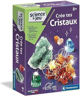 Clementoni | Ciência e Jogo – CRIA os Teus Cristais para Crianças 8 Anos+ | Kit Científico com Alúmen, Tubos e Óculos | Experiências Químicas para Realizar em Casa | Atividade Divertida e Educativa
