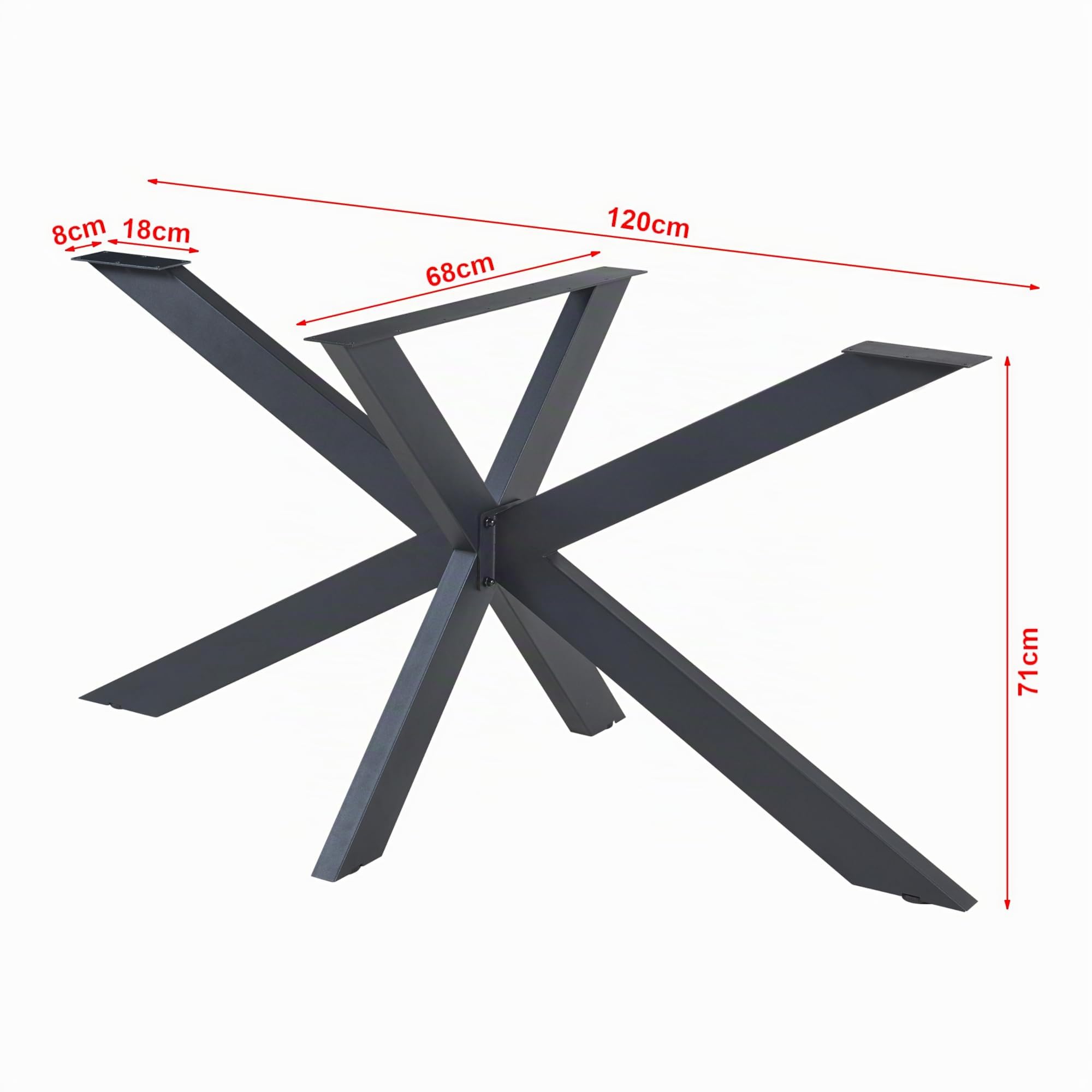 [en.casa] Pata para Mesa de Comedor Oberau DIY Patas para Muebles Armazón de Mesa Comedor Cocina Escritorio con Tornillos de Fijación Ajustables Acero 120 x 68 x 71 cm - Negro