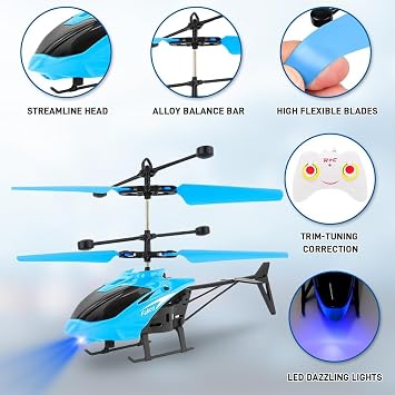 Remote Control Helicopter, RC Helicopters Aircraft Model Radio Controlled Aircraft Indoor RC Flying Gift for Birthday, Christmas(Blue)