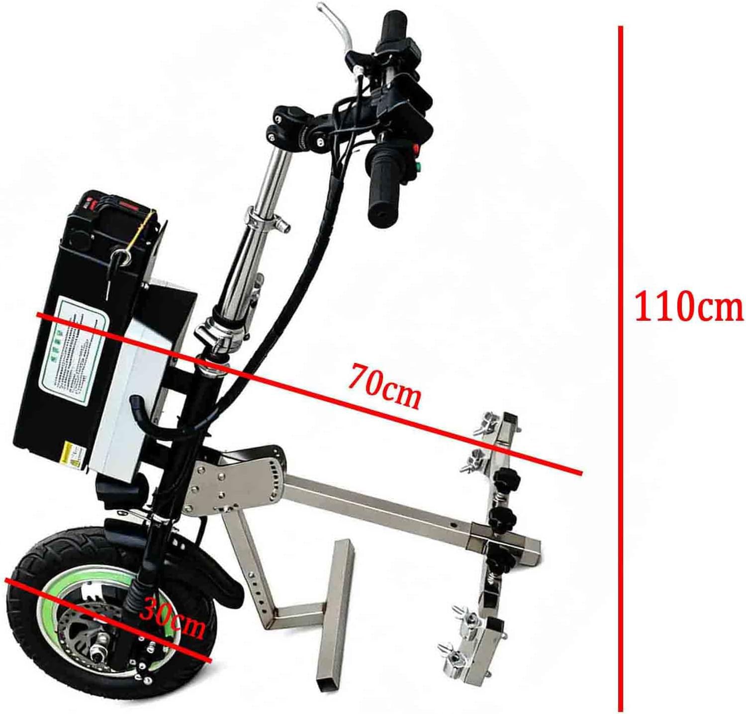 Dispositivo de tracción para Silla de Ruedas de 500 W (Manillar y estabilizadores mejorados), 3 velocidades con luz Delantera y Amortiguador,batería de 48 V, 15/17 Ah,001,A15ah/65KM