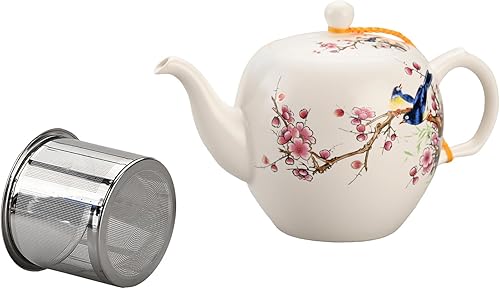 Miniatura 51 de Tetera con infusor Tetera de cerámica con volante extraíble de acero inoxidable para té suelto 15.80 oz/15.2 fl oz (1-2 tazas) Teteras para té, Rosa