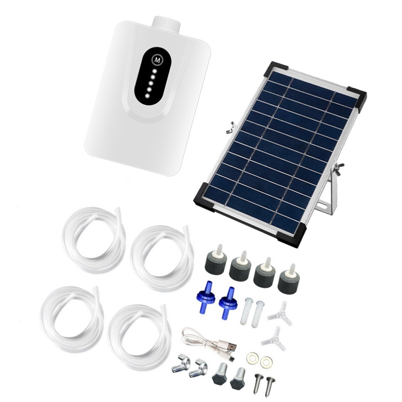 Aérateur solaire pour réservoirs comprenant 4 compresseurs d'air et une batterie de 6000 mAh fournissant de l'O2 24 fois par jour, quatre mille petits réservoirs sauvages, facile à organiser