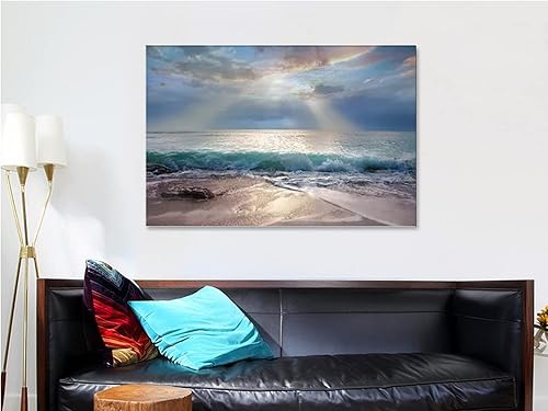 Miniatura 4 de Arte de pared de playa, olas del océano, cuadros impresos en lienzo, pintura de paisaje marino para decoración de casa de playa, regalo de